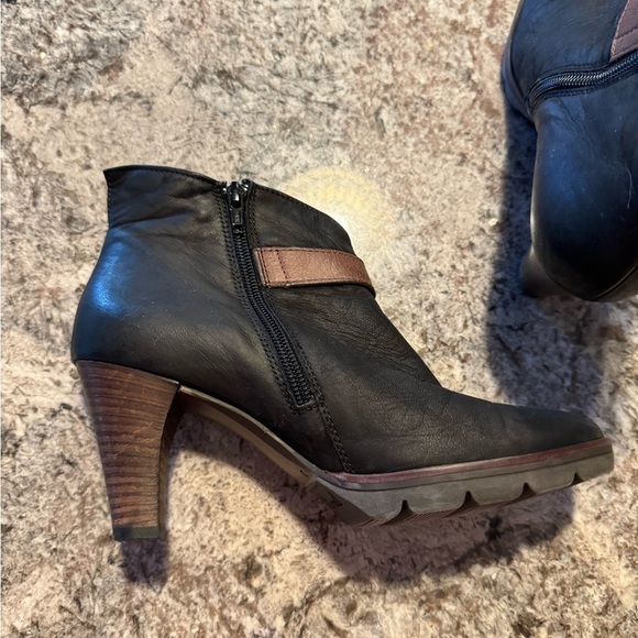 Paul Green Women's Black Brown Heeled Ankle Boots Size 3 UK / 5.5 US - Picture 7 of 12